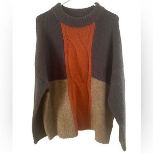 Michelle Nicole Crewneck Sweater Women’s Gray Taupe Pumpkin Size XL NWT